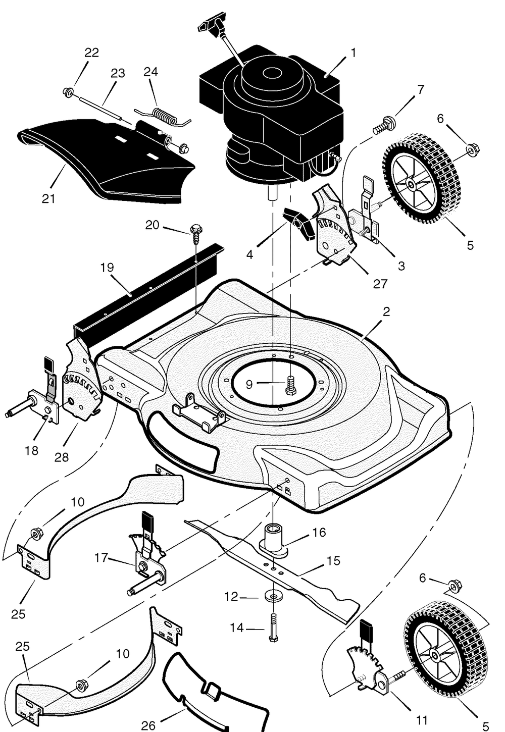 Mower Housing Assembly Diagram and Parts List for 224110X92C 2005 Briggs and Stratton Lawn Mower